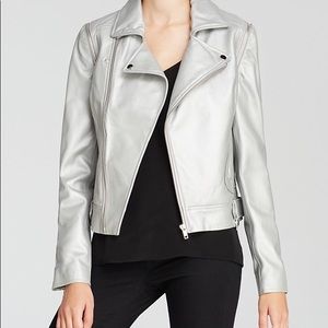 Aqua • Silver Leather Moto Jacket
